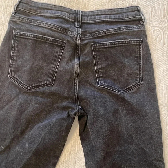 Free People Mid Rise Frayed Hem Jeans Black Zip Fly Size 29 - Picture 9 of 9